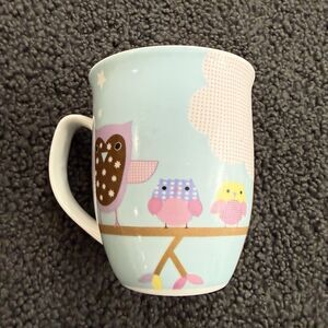Owls By Creative Tops LTD. Blue Mug w/Pink Owls, Clouds,